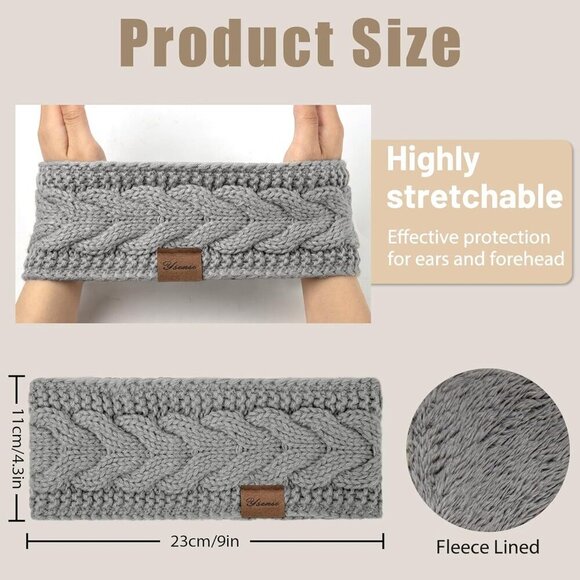 Women’s Fleece Lined Knit Ear Warmer Headbands 4-Pack Winter Accessories